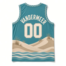 Load image into Gallery viewer, Michigan Lakeshore Dunes Original Basketball Jersey in Lake Teal, back view with your name and number