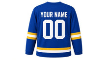 Load image into Gallery viewer, Midsummer Original Hockey Jersey in Blue, back view with your name and number