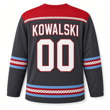 Load image into Gallery viewer, Milwaukee Harbor Anchor Original Hockey Jersey in Dock Charcoal, back view with your name and number