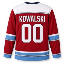 Load image into Gallery viewer, Milwaukee Harbor Anchor Original Hockey Jersey in Harbor Red, back view with your name and number