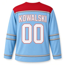 Load image into Gallery viewer, Milwaukee Harbor Anchor Original Hockey Jersey in Harbor Sky, back view with your name and number