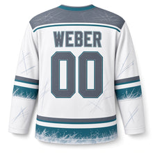 Load image into Gallery viewer, Milwaukee Ice Rink Night Original Hockey Jersey in Ice White, back view with your name and number