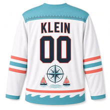 Load image into Gallery viewer, Milwaukee Sailboat Compass Original Hockey Jersey in Canvas White, back view with your name and number
