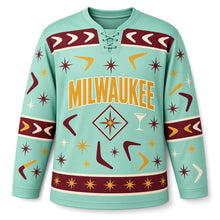 Load image into Gallery viewer, Milwaukee Supper Club Retro Original Hockey Jersey in Retro Mint, front view – custom name and number