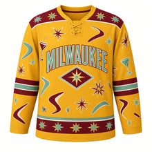 Load image into Gallery viewer, Milwaukee Supper Club Retro Original Hockey Jersey in Mustard, front view – custom name and number