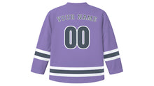 Load image into Gallery viewer, Minneapolis Original Hockey Jersey in Lilac Dusk, back view with your name and number