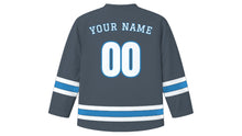 Load image into Gallery viewer, Minneapolis Original Hockey Jersey in Slate, back view with your name and number