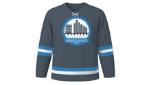 Load image into Gallery viewer, Minneapolis Original Hockey Jersey in Slate, front view – custom name and number