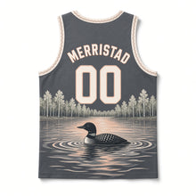Load image into Gallery viewer, Minnesota Loon Lake Original Basketball Jersey in Loon Charcoal, back view with your name and number