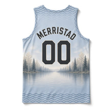 Load image into Gallery viewer, Minnesota Loon Lake Original Basketball Jersey in Lake Mist Blue, back view with your name and number