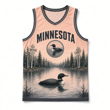 Load image into Gallery viewer, Minnesota Loon Lake Original Basketball Jersey in Sunrise Peach, front view – custom name and number