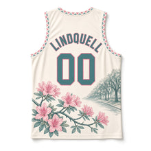 Load image into Gallery viewer, Mobile Azalea Trail Original Basketball Jersey in Shell Cream, back view with your name and number