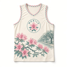 Load image into Gallery viewer, Mobile Azalea Trail Original Basketball Jersey in Shell Cream, front view – custom name and number