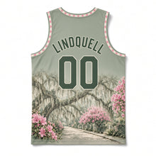 Load image into Gallery viewer, Mobile Azalea Trail Original Basketball Jersey in Live Oak Green, back view with your name and number
