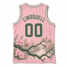 Load image into Gallery viewer, Mobile Azalea Trail Original Basketball Jersey in Azalea Pink, back view with your name and number
