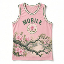 Load image into Gallery viewer, Mobile Azalea Trail Original Basketball Jersey in Azalea Pink, front view – custom name and number