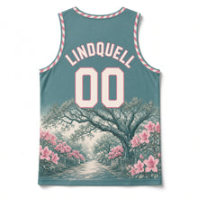 Load image into Gallery viewer, Mobile Azalea Trail Original Basketball Jersey in Gulf Teal, back view with your name and number