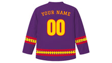 Load image into Gallery viewer, Moldovan Independence Day Original Hockey Jersey in Grape Purple, back view with your name and number