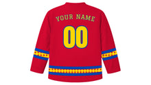 Load image into Gallery viewer, Moldovan Independence Day Original Hockey Jersey in Red, back view with your name and number