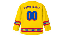 Load image into Gallery viewer, Moldovan Independence Day Original Hockey Jersey in Yellow, back view with your name and number
