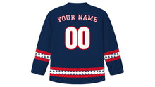 Load image into Gallery viewer, Monaco National Day Original Hockey Jersey in Navy, back view with your name and number