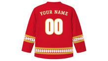 Load image into Gallery viewer, Monaco National Day Original Hockey Jersey in Red, back view with your name and number