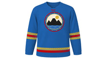 Load image into Gallery viewer, Montenegro Statehood Day Original Hockey Jersey in Adriatic Blue, front view – custom name and number