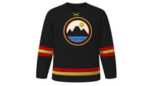 Load image into Gallery viewer, Montenegro Statehood Day Original Hockey Jersey in Black Mountain, front view – custom name and number