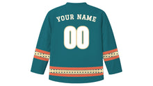 Load image into Gallery viewer, Montevideo Original Hockey Jersey in Atlantic Teal, back view with your name and number