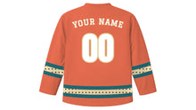 Load image into Gallery viewer, Montevideo Original Hockey Jersey in Sunset Coral, back view with your name and number