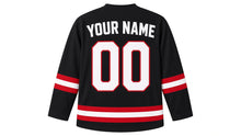 Load image into Gallery viewer, Montreal Original Hockey Jersey in Black, back view with your name and number