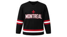 Load image into Gallery viewer, Montreal Original Hockey Jersey in Black, front view – custom name and number