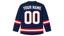 Load image into Gallery viewer, Montreal Original Hockey Jersey in Navy, back view with your name and number