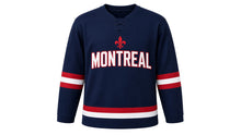 Load image into Gallery viewer, Montreal Original Hockey Jersey in Navy, front view – custom name and number