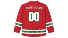 Load image into Gallery viewer, Moroccan Independence Day Original Hockey Jersey in Red, back view with your name and number