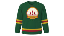 Load image into Gallery viewer, Moscow Original Hockey Jersey in Forest Green, front view – custom name and number