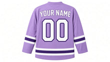 Load image into Gallery viewer, Mother's Day Original Hockey Jersey in Lavender, back view with your name and number
