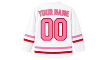 Load image into Gallery viewer, Mother's Day Original Hockey Jersey in White, back view with your name and number