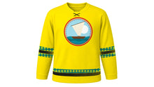 Load image into Gallery viewer, Mozambique Independence Day Original Hockey Jersey in Yellow, front view – custom name and number