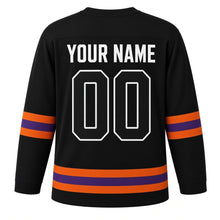 Load image into Gallery viewer, Dia de los Muertos Parade Original Hockey Jersey in Black, back view with your name and number