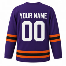 Load image into Gallery viewer, Dia de los Muertos Parade Original Hockey Jersey in Purple, back view with your name and number