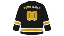Load image into Gallery viewer, Munich Original Hockey Jersey in Black, back view with your name and number