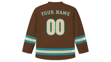 Load image into Gallery viewer, Muscat Original Hockey Jersey in Date Palm Brown, back view with your name and number