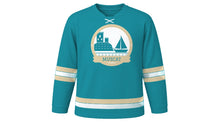 Load image into Gallery viewer, Muscat Original Hockey Jersey in Sea Turquoise, front view – custom name and number