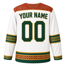 Load image into Gallery viewer, Myanmar Original Hockey Jersey in Pearl White, back view with your name and number – acheik wave-silk yoke and incised lacquerware sleeve bands