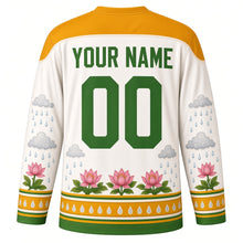 Load image into Gallery viewer, Nag Panchami Original Hockey Jersey in Milk White, back view with custom YOUR NAME and 00