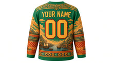 Load image into Gallery viewer, Nagasaki Kunchi Original Hockey Jersey in Jade Green, back view with custom YOUR NAME and 00