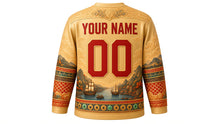 Load image into Gallery viewer, Nagasaki Kunchi Original Hockey Jersey in Golden Pearl, back view with custom YOUR NAME and 00
