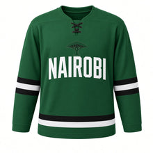 Load image into Gallery viewer, Nairobi Original Hockey Jersey in Green, front view – custom name and number