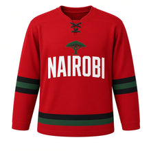 Load image into Gallery viewer, Nairobi Original Hockey Jersey in Red, front view – custom name and number